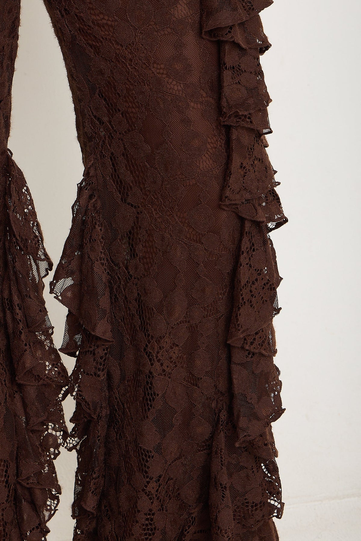 Sydney Lace Ruffle Trousers | Brown