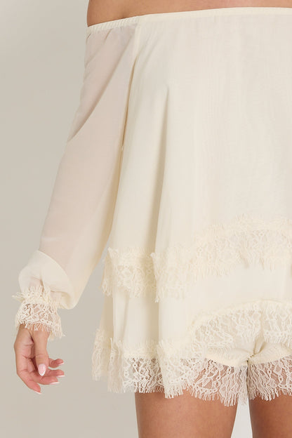 Bella Lace Top & Choker | Cream