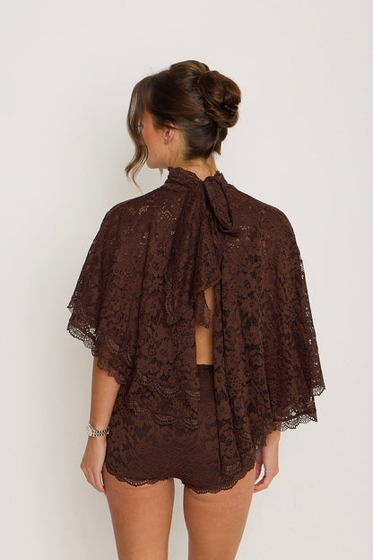 Carmen Lace Top | Brown