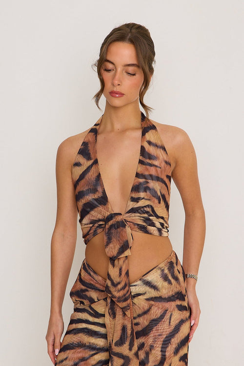 Kasey Tie Knot Top | Tiger