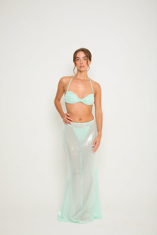 Mia Sequin Maxi Skirt | Blue