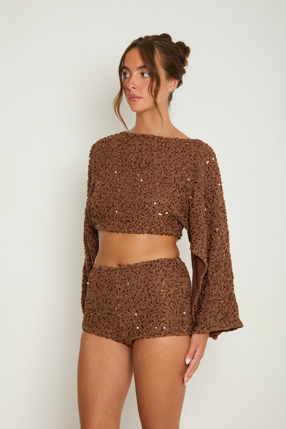 Sadie Boucle Poncho | Brown