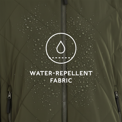 Banton Womens Oversized Shower Resistant Insulated Jacket - Dark Green