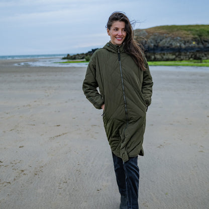 Banton Womens Oversized Shower Resistant Insulated Jacket - Dark Green