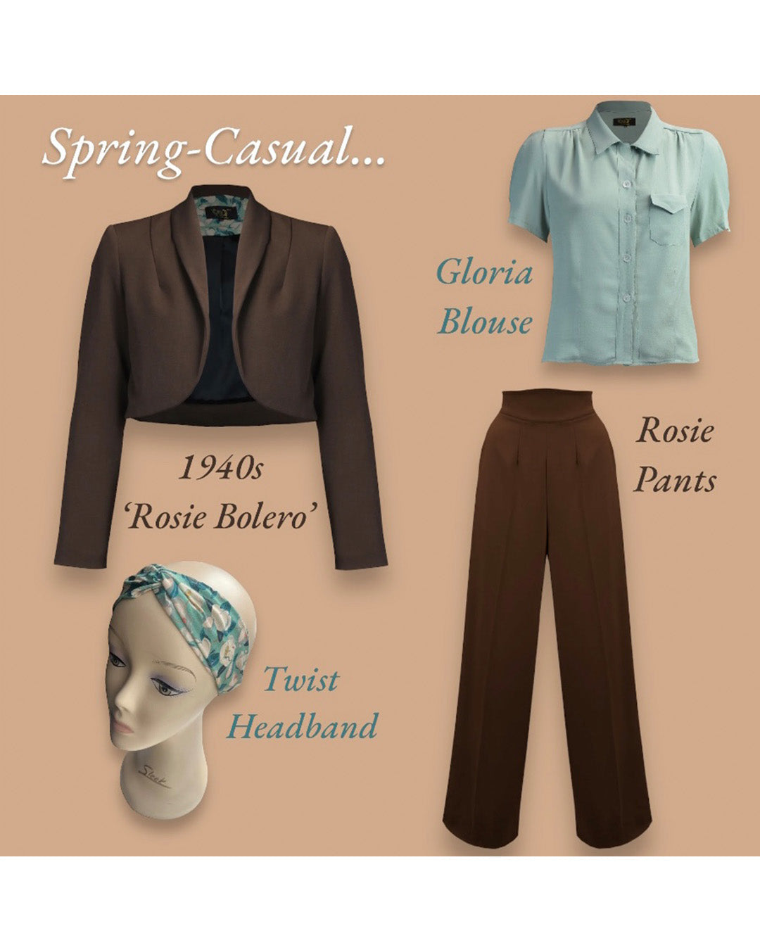 1940s Rosie Bolero - Brown