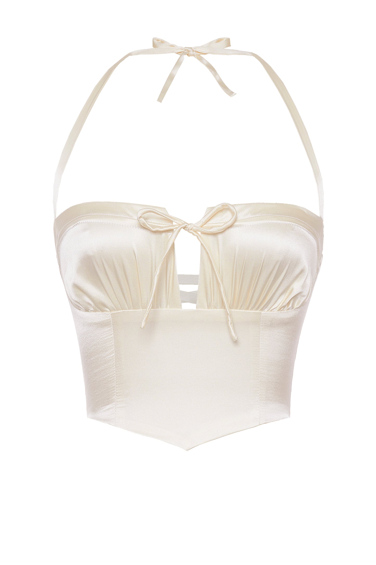Aria Silk Satin Corset - Ivory