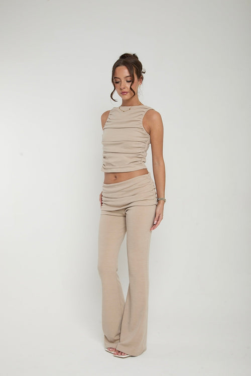 Zara Wide Leg Trousers | Beige