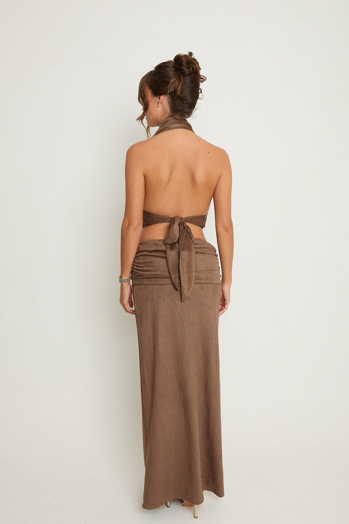 Poppy Suede Maxi Skirt | Brown