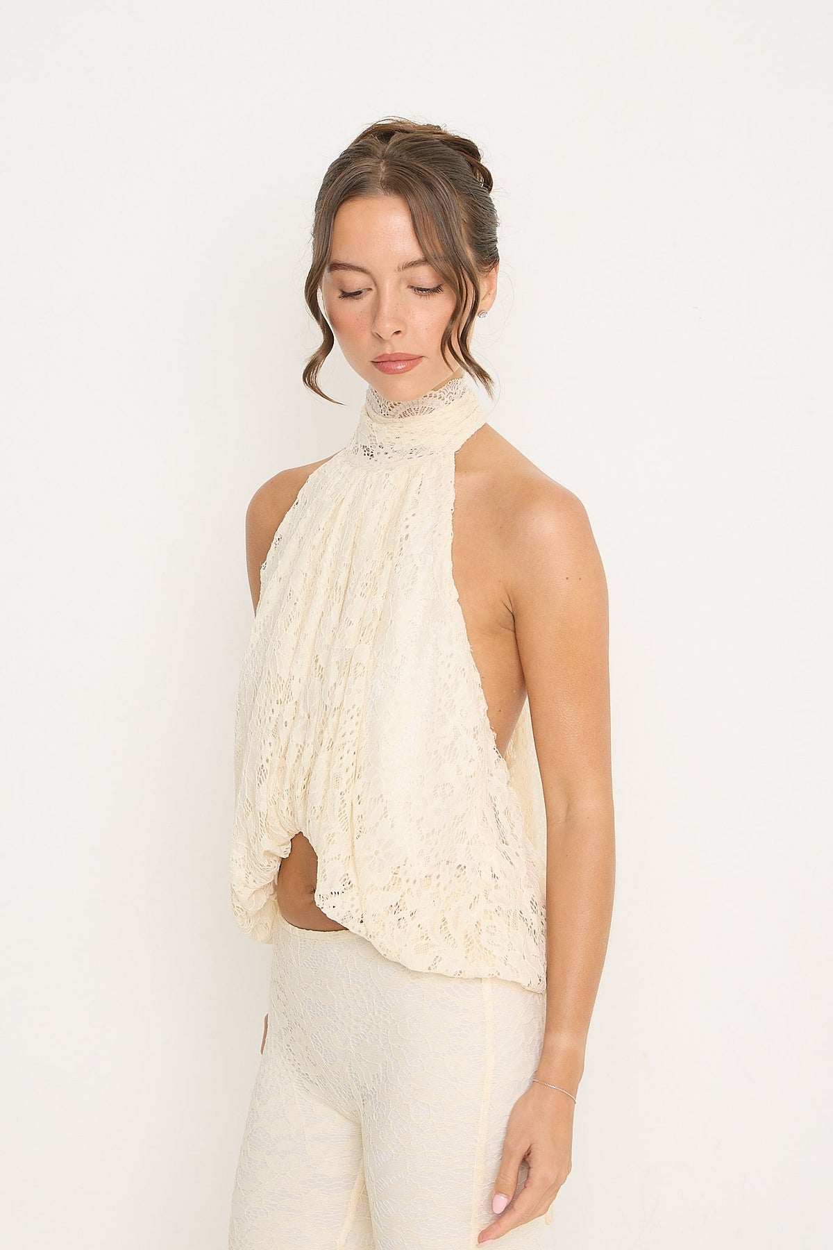 Sophia Lace Sleeveless Top | Cream