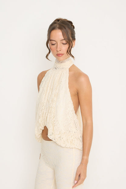 Sophia Lace Sleeveless Top | Cream