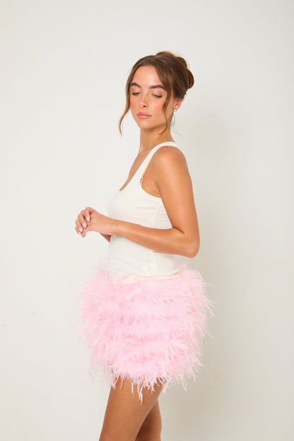 Feather Skirt | Baby Pink