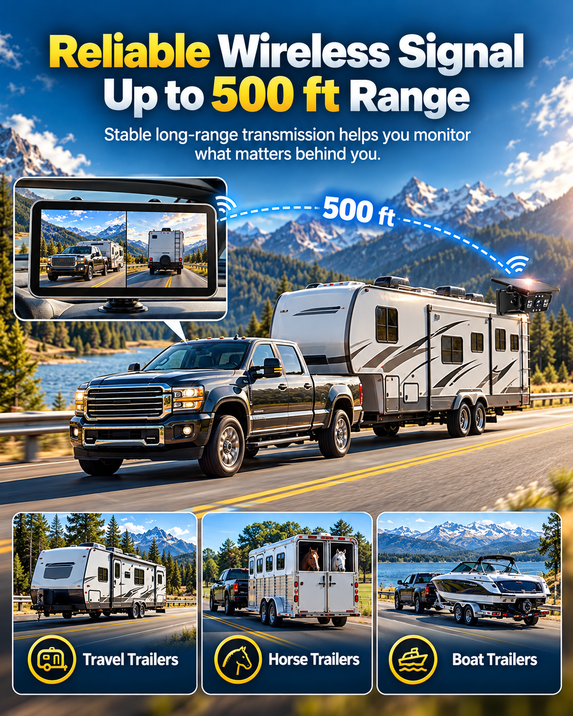 Magnetic Solar Wireless Backup Camera