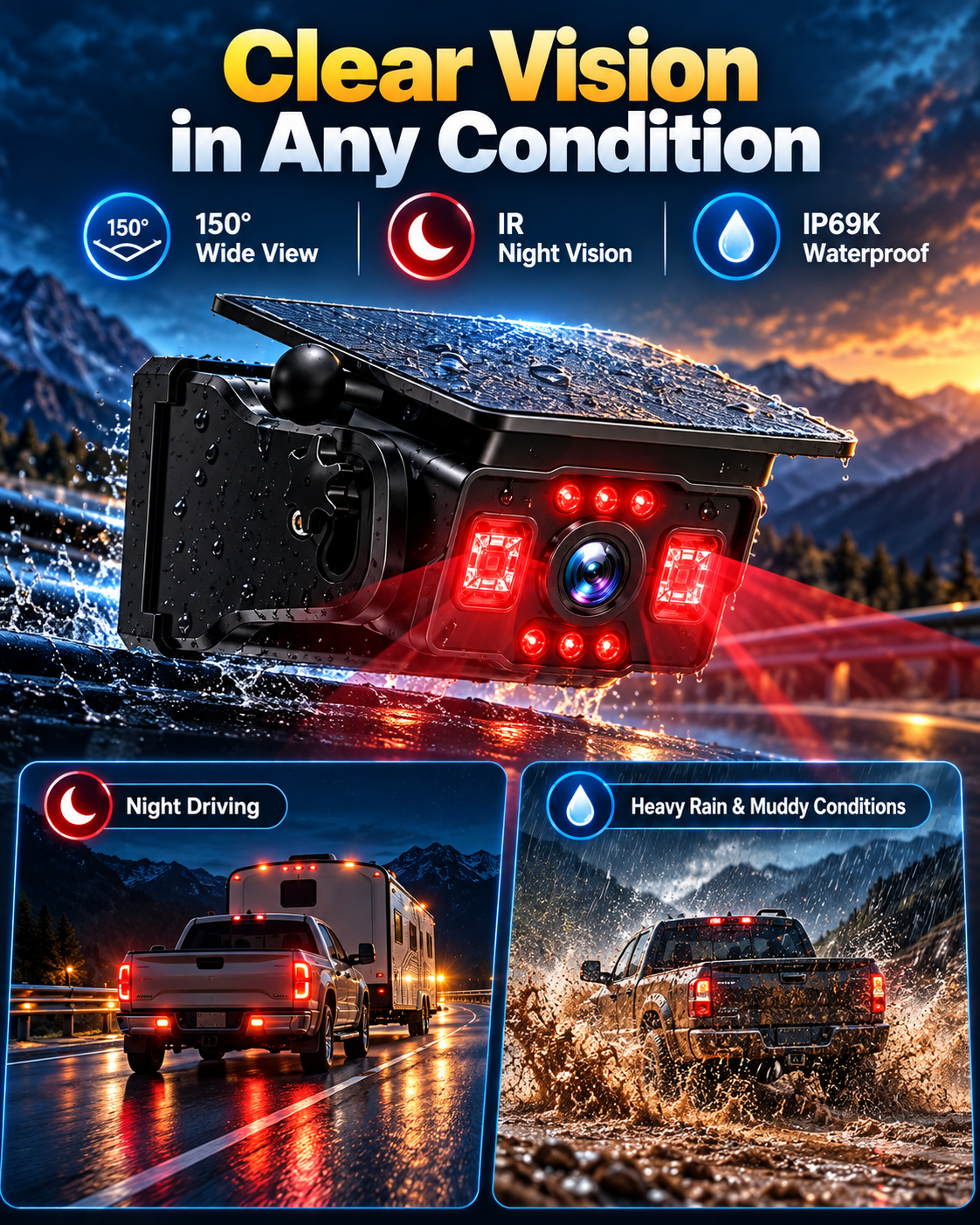 Magnetic Solar Wireless Backup Camera