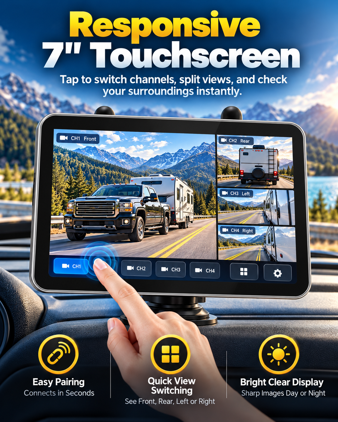 Magnetic Solar Wireless Backup Camera