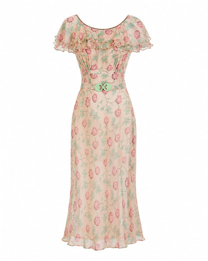 1930s Cissy Dress - Hydrangea Georgette
