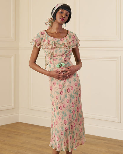1930s Cissy Dress - Hydrangea Georgette
