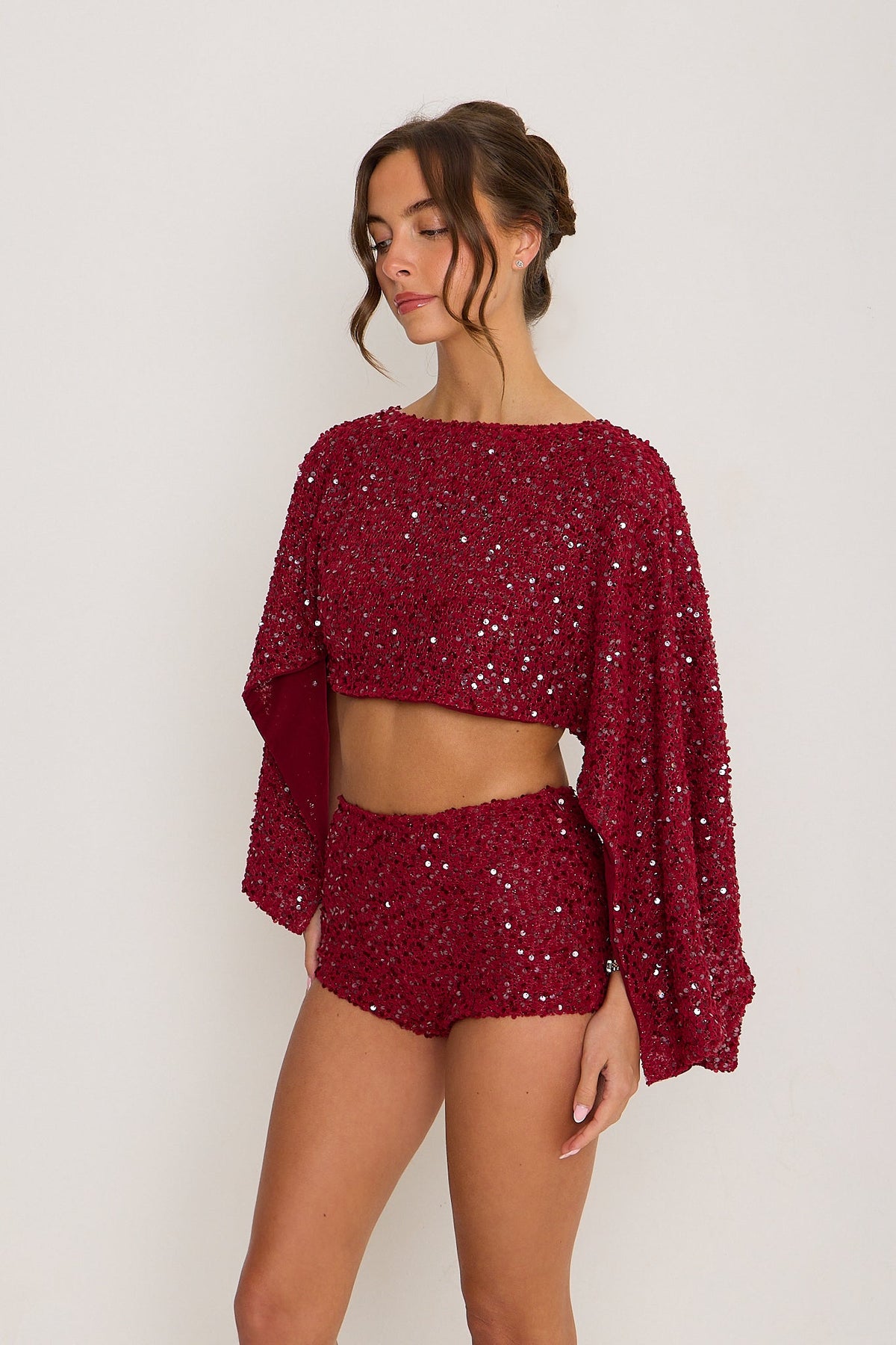 Sadie Boucle Poncho | Burgundy