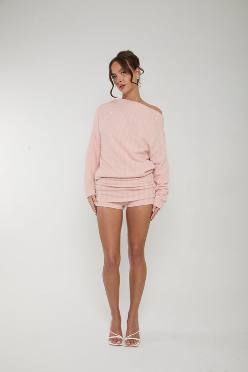 Lily Mini Ruched Shorts | Baby Pink