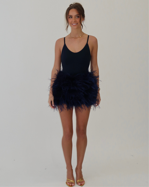 Feather Skirt | Navy