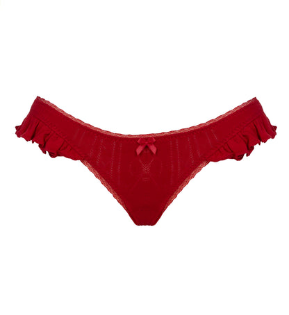 Bambi Ruffle Thong - Scarlet