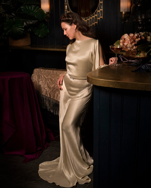 1930s Siren Evening Gown - Oyster Satin