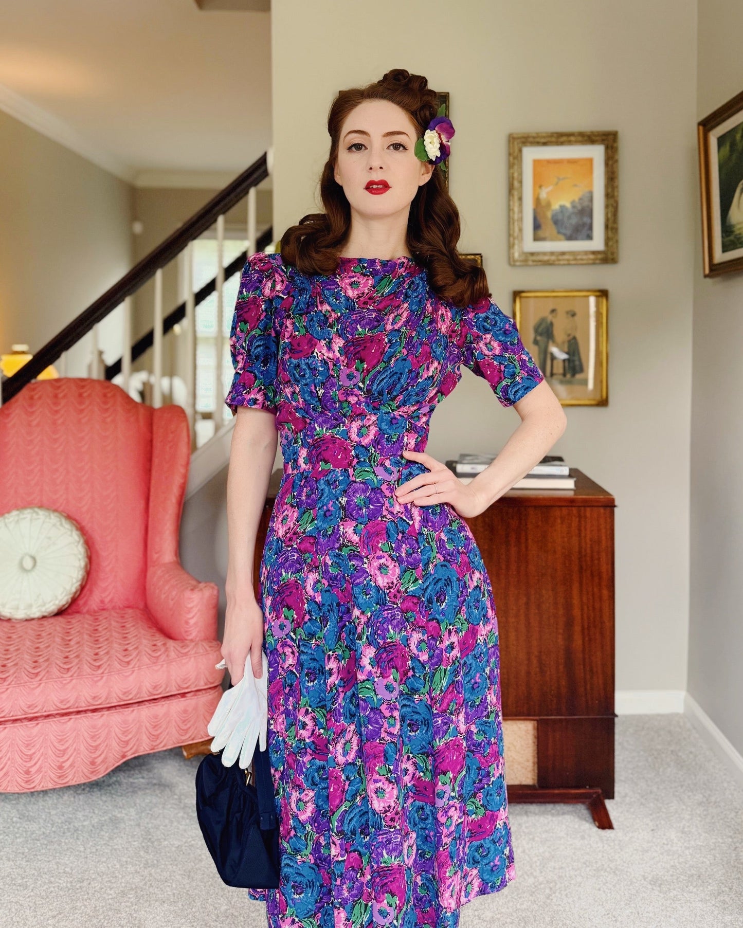 1940s 'Girl Friday' Tea Dress - Covent garden