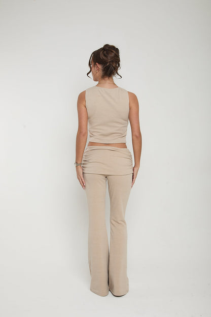 Zara Wide Leg Trousers | Beige