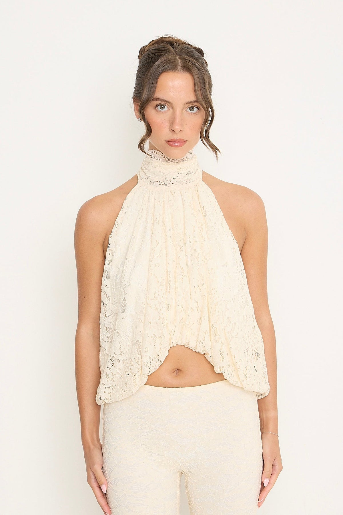 Sophia Lace Sleeveless Top | Cream