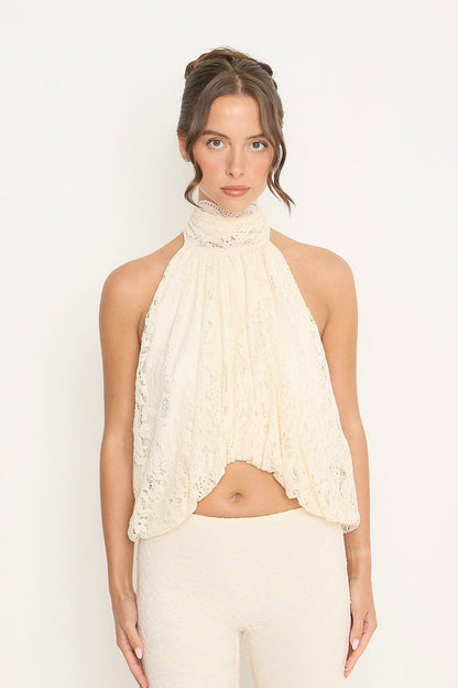 Sophia Lace Sleeveless Top | Cream