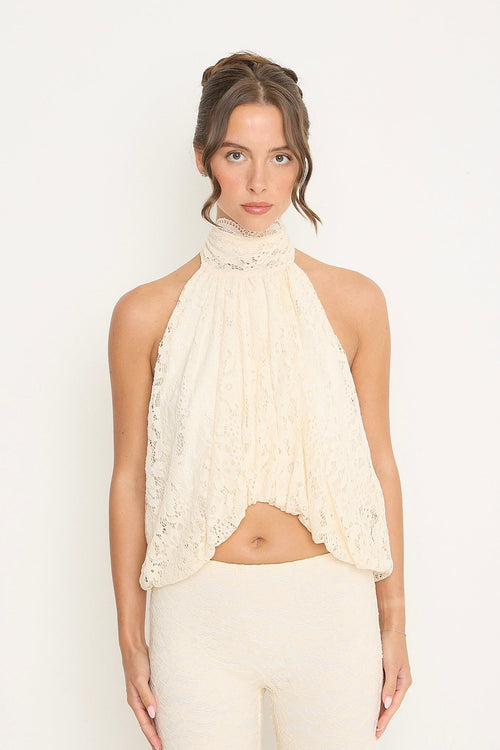 Sophia Lace Sleeveless Top | Cream
