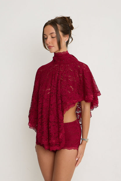 Carmen Lace Top | Burgundy