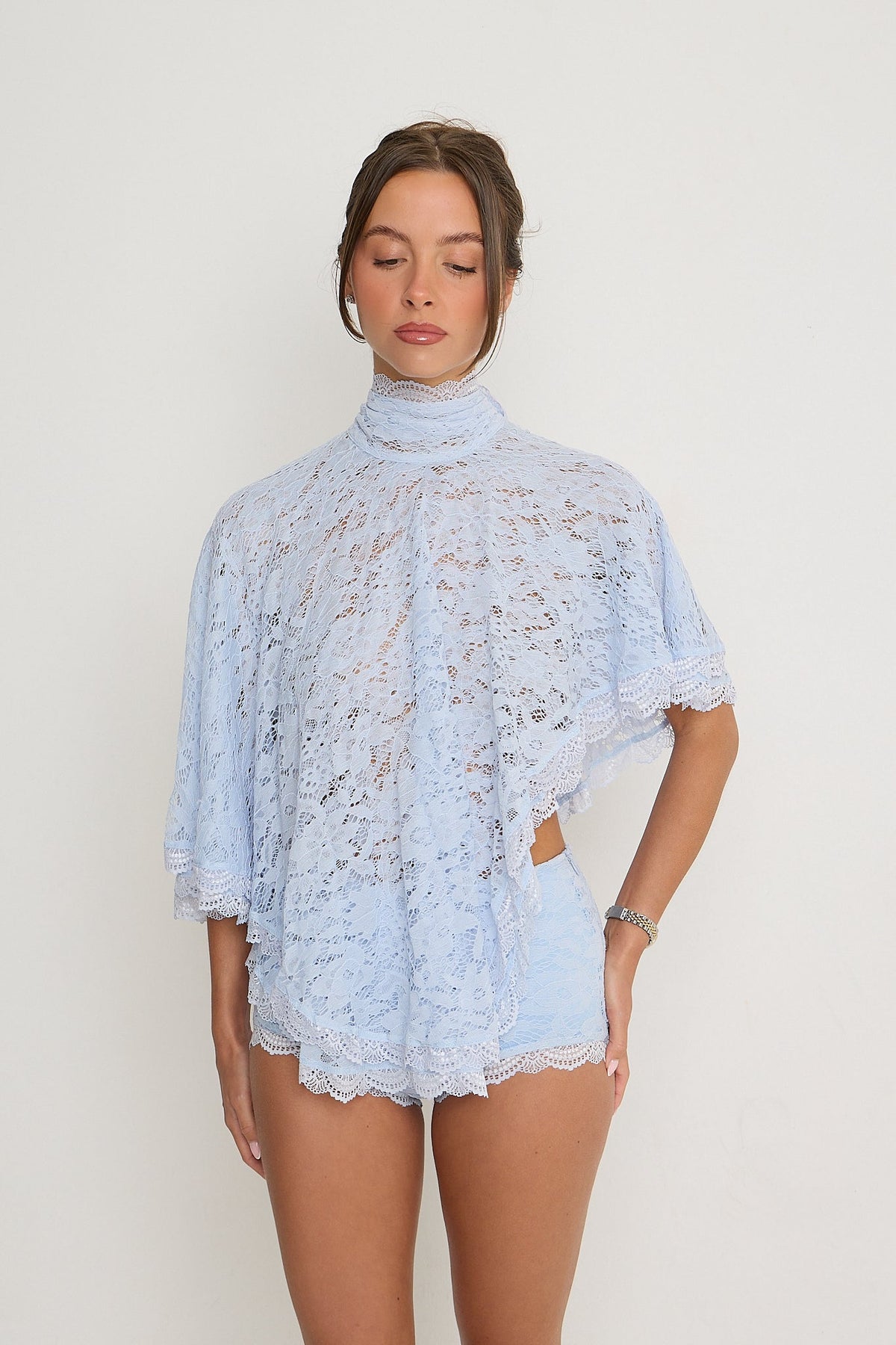 Carmen Lace Top | Powder Blue