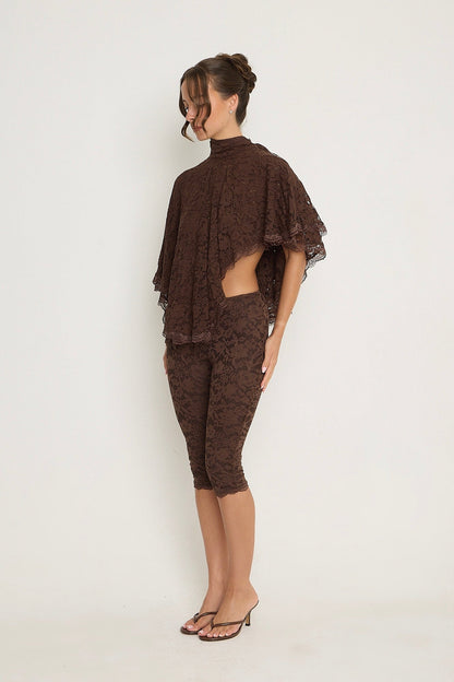 Sophia Lace Capris | Brown