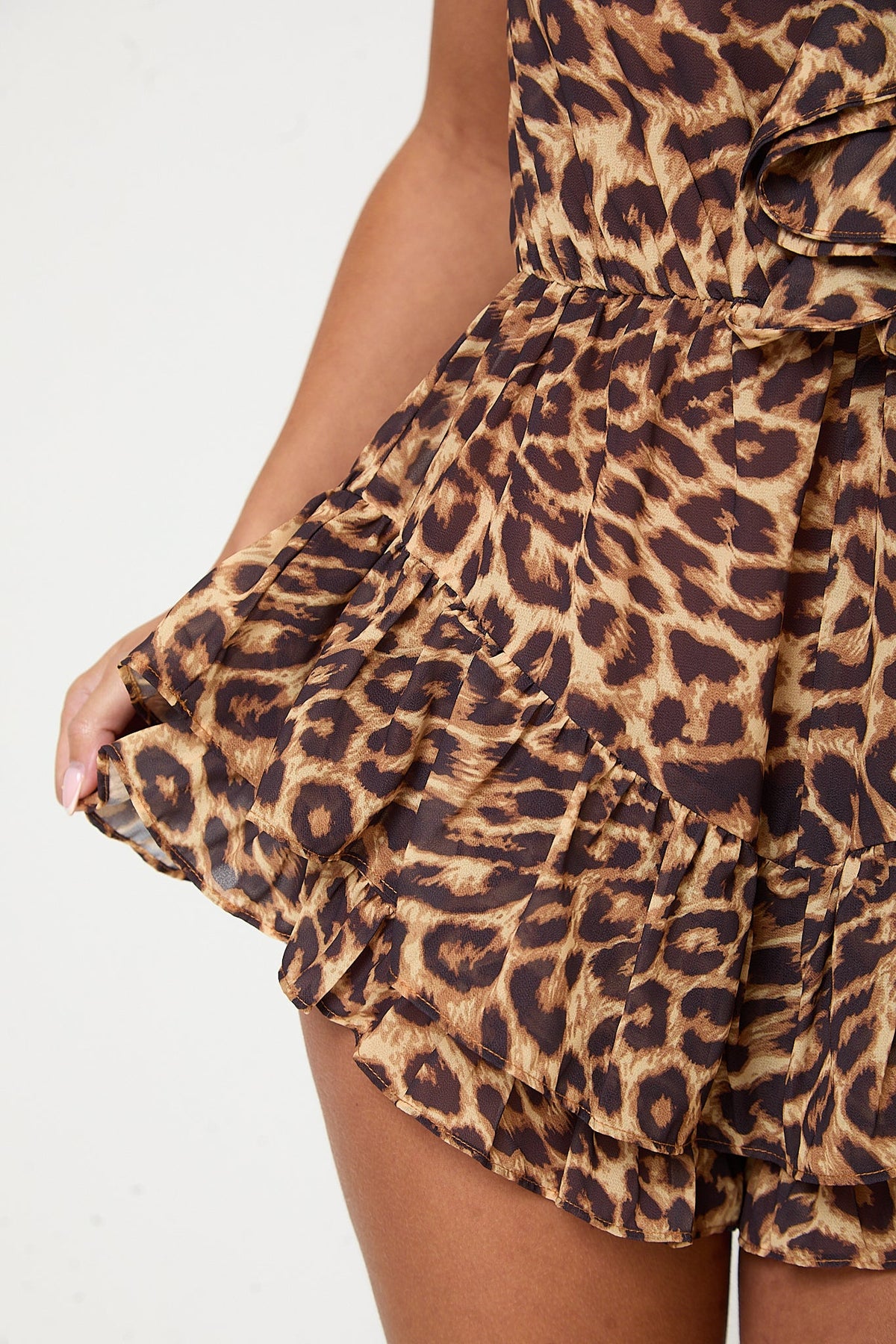 Esme Chiffon Ruffle Playsuit | Leopard