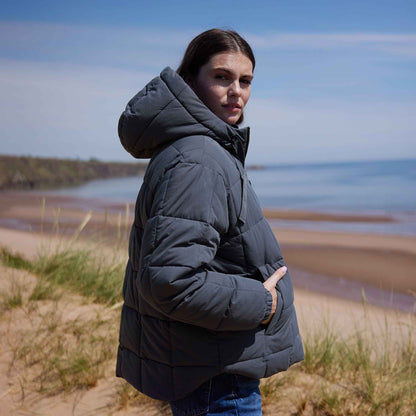 Else Womens Oversized Shower Resistant Heavy Padded Jacket - Washed Blue