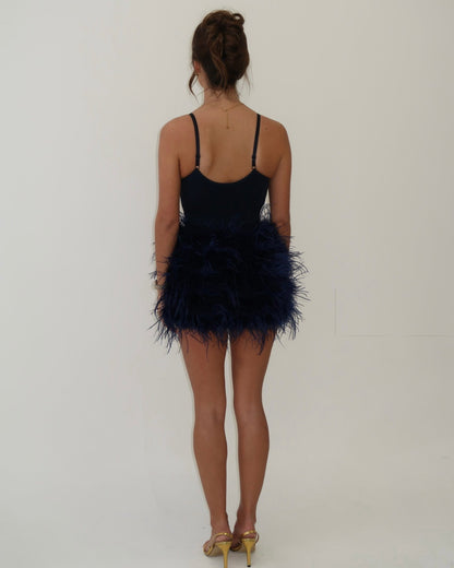 Feather Skirt | Navy