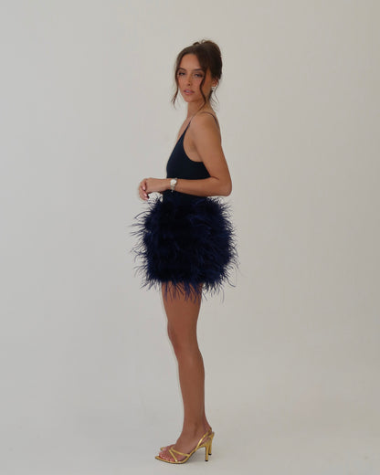 Feather Skirt | Navy