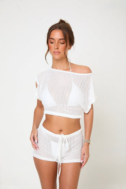 Olivia Chevron Co-Ord | White