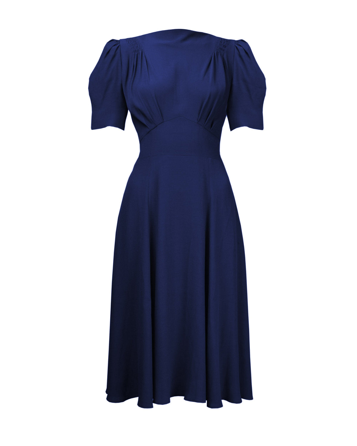 1940s 'Girl Friday' Tea Dress - Navy