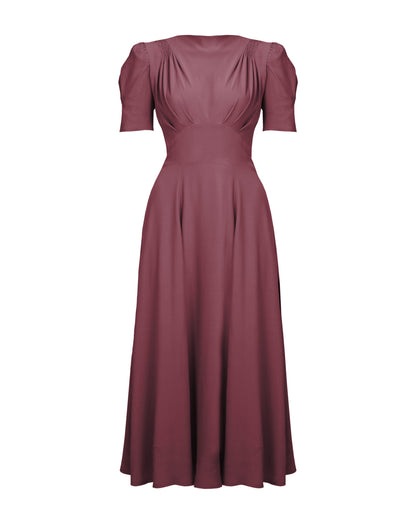 1940s 'Girl Friday' Midi Dress - Plum