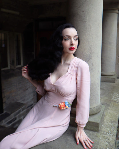 1940s 'Marian' Midi Dress - Blush Pink