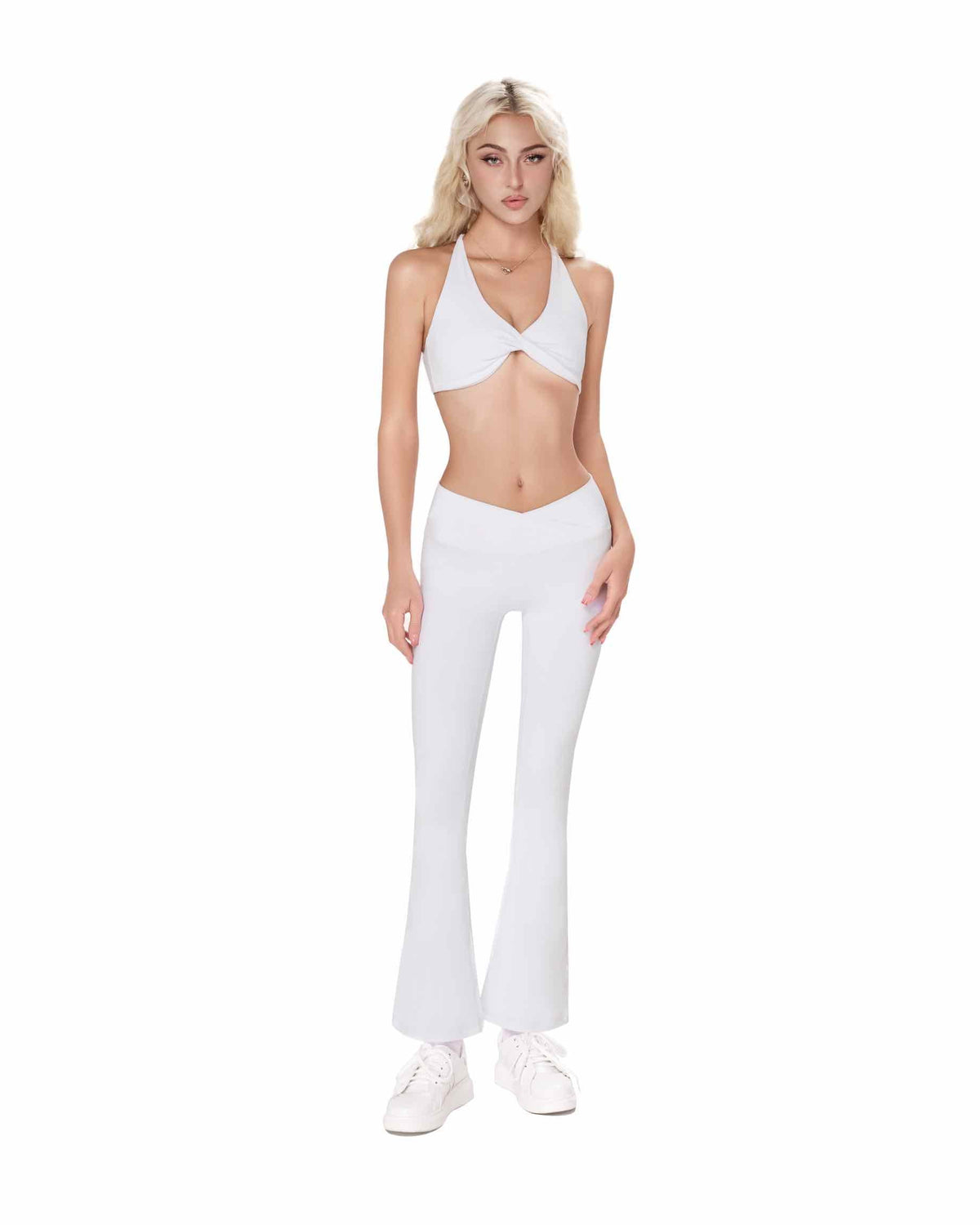 Mia Cross Front Bra - White