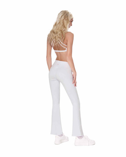 Zoe Petite Scrunch Flare Leggings - White