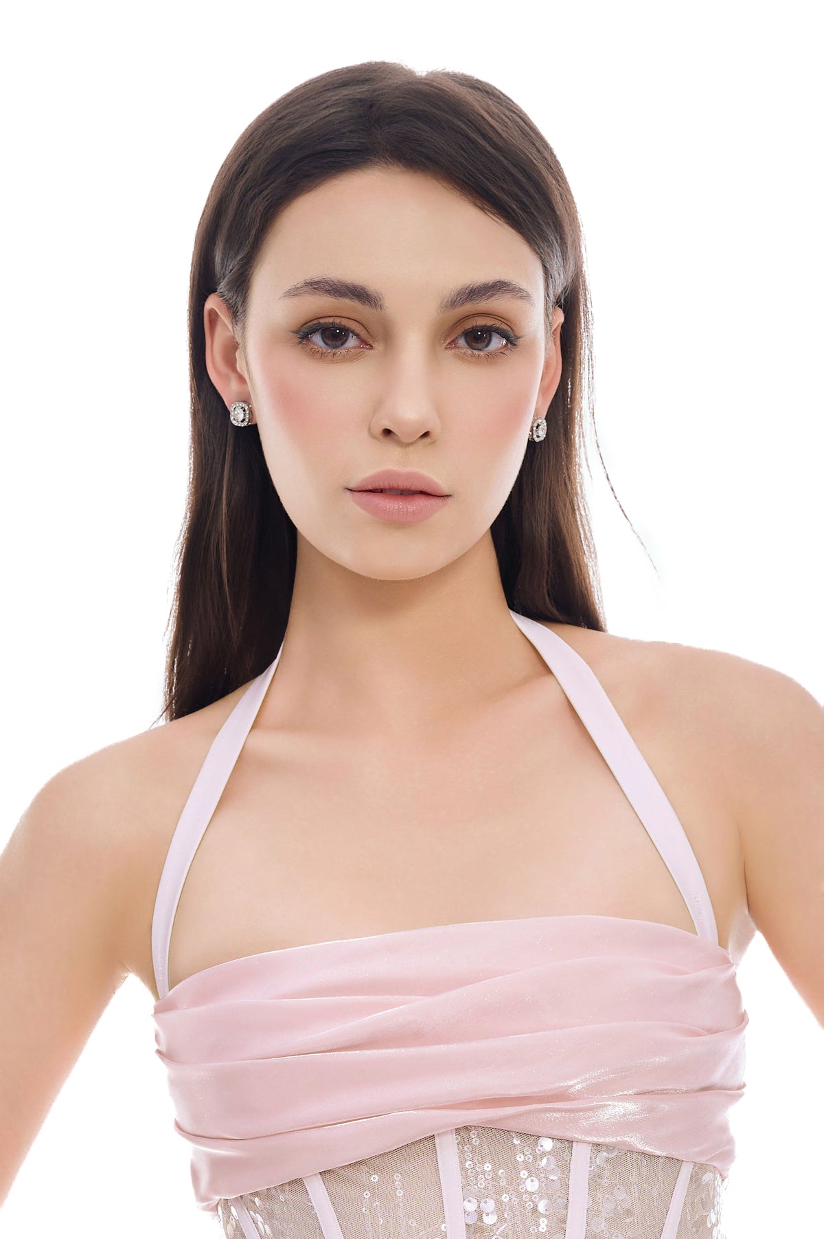 Roselène Sequin Corset - Dusky Pink