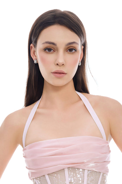 Roselène Sequin Corset - Dusky Pink