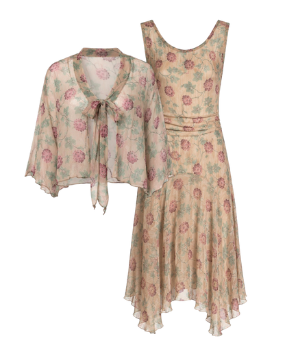 1920s Laverne Dress and Kimono - Hydrangea Georgette
