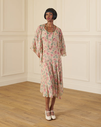 1920s Laverne Dress and Kimono - Hydrangea Georgette