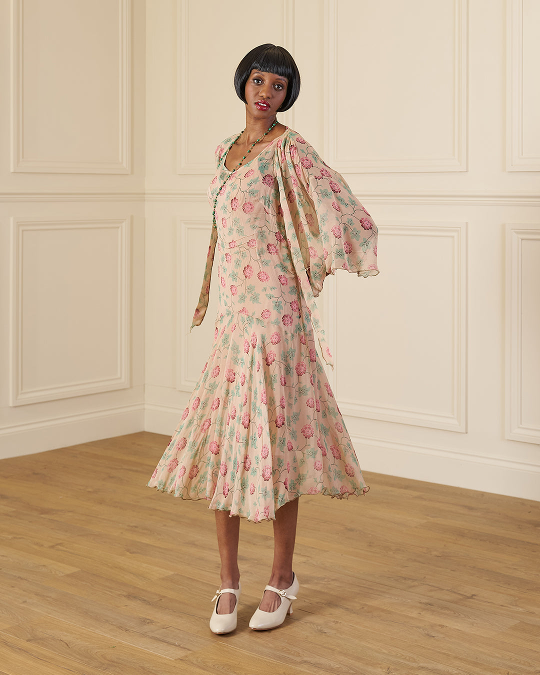 1920s Laverne Dress and Kimono - Hydrangea Georgette
