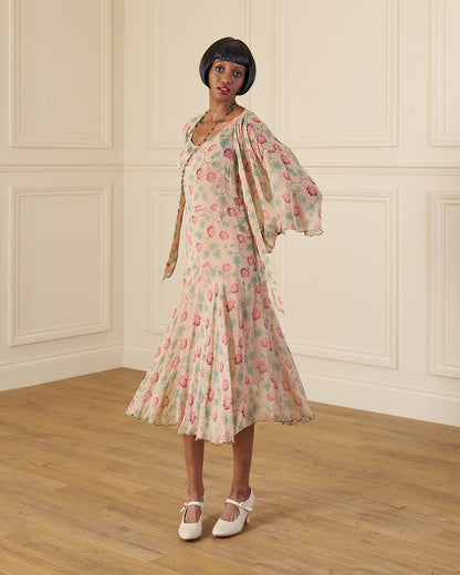 1920s Laverne Dress and Kimono - Hydrangea Georgette