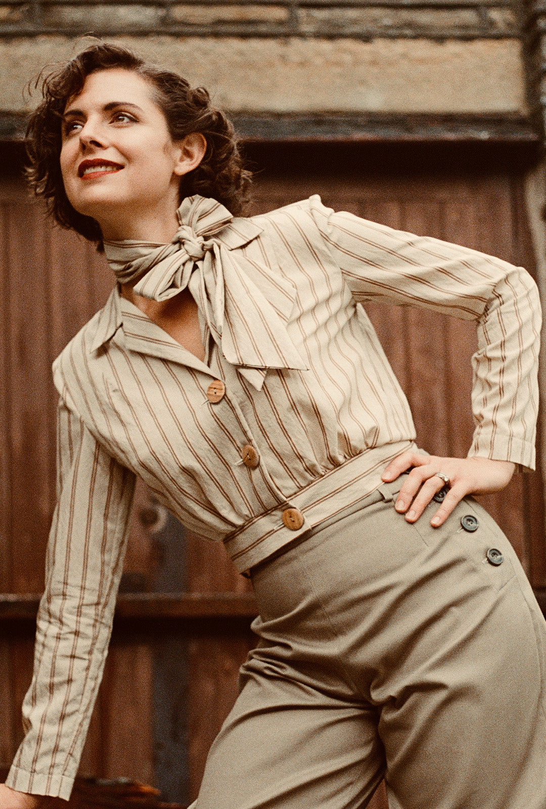 1930s Amelia Blouse - Oakline Stripe